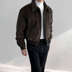 Pleated Corduroy Bomber Jacket