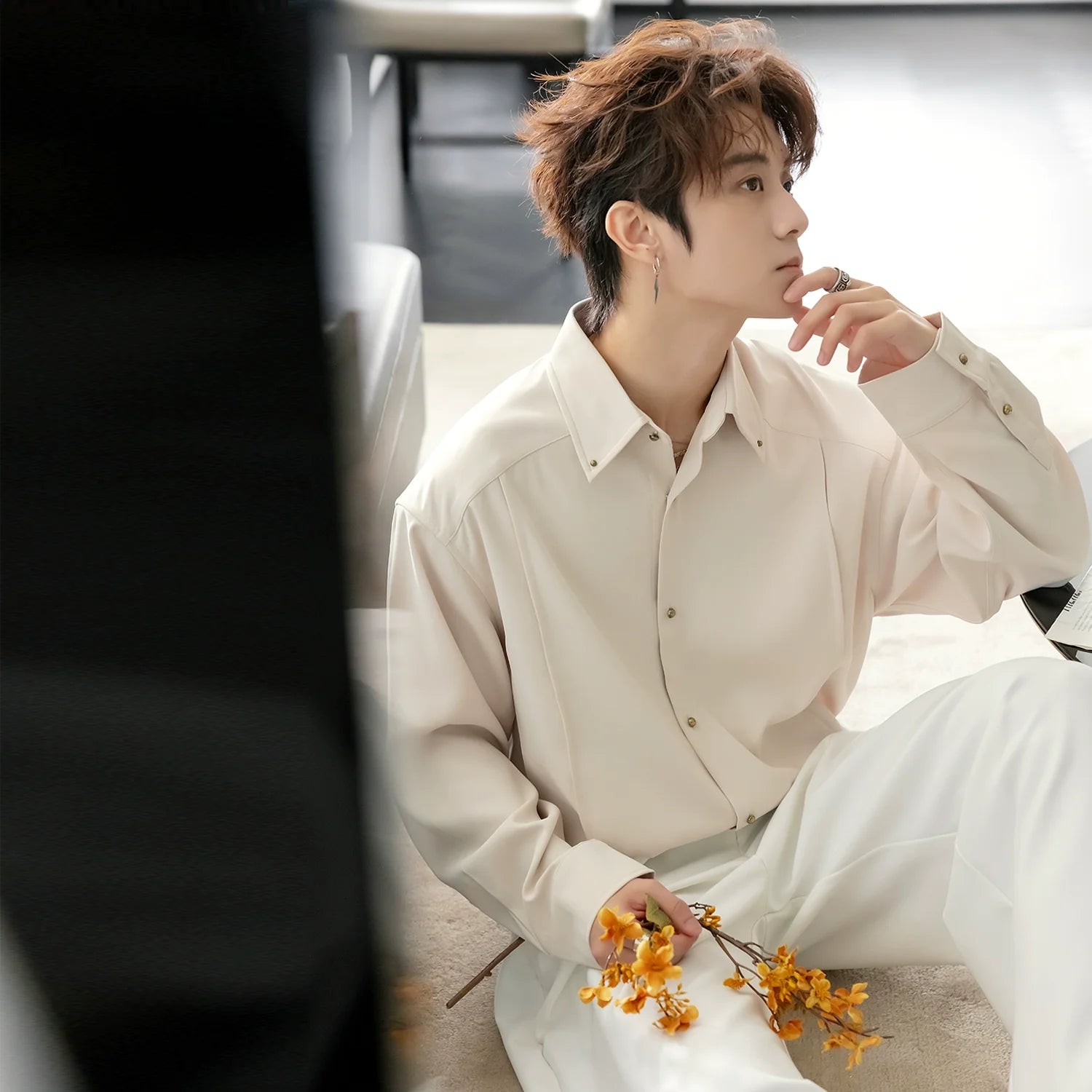 Basic Long-Sleeve Button-Up Shirt