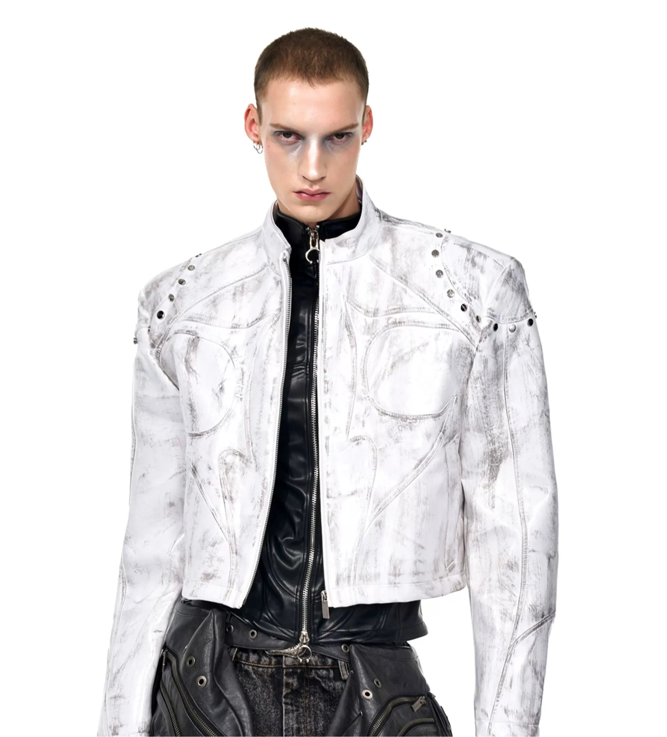 Stand Collar Leather Motorcycle Jacket