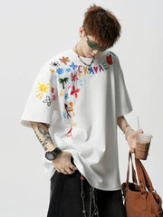 Hand-Painted Print Loose Fit T-Shirt