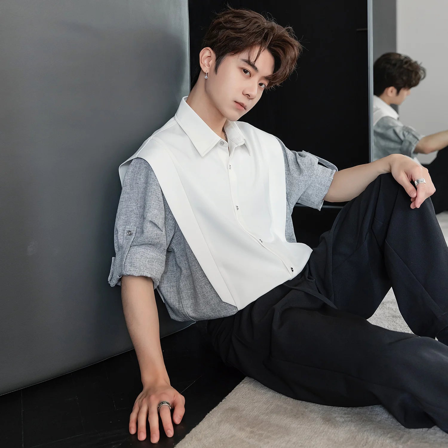 Colorblock Button-Down Shirt
