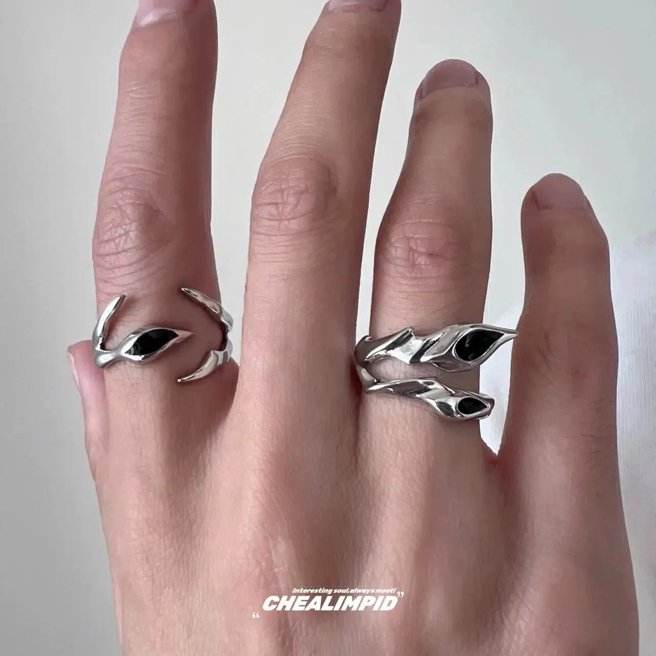 Black Gemstone Metal Ring