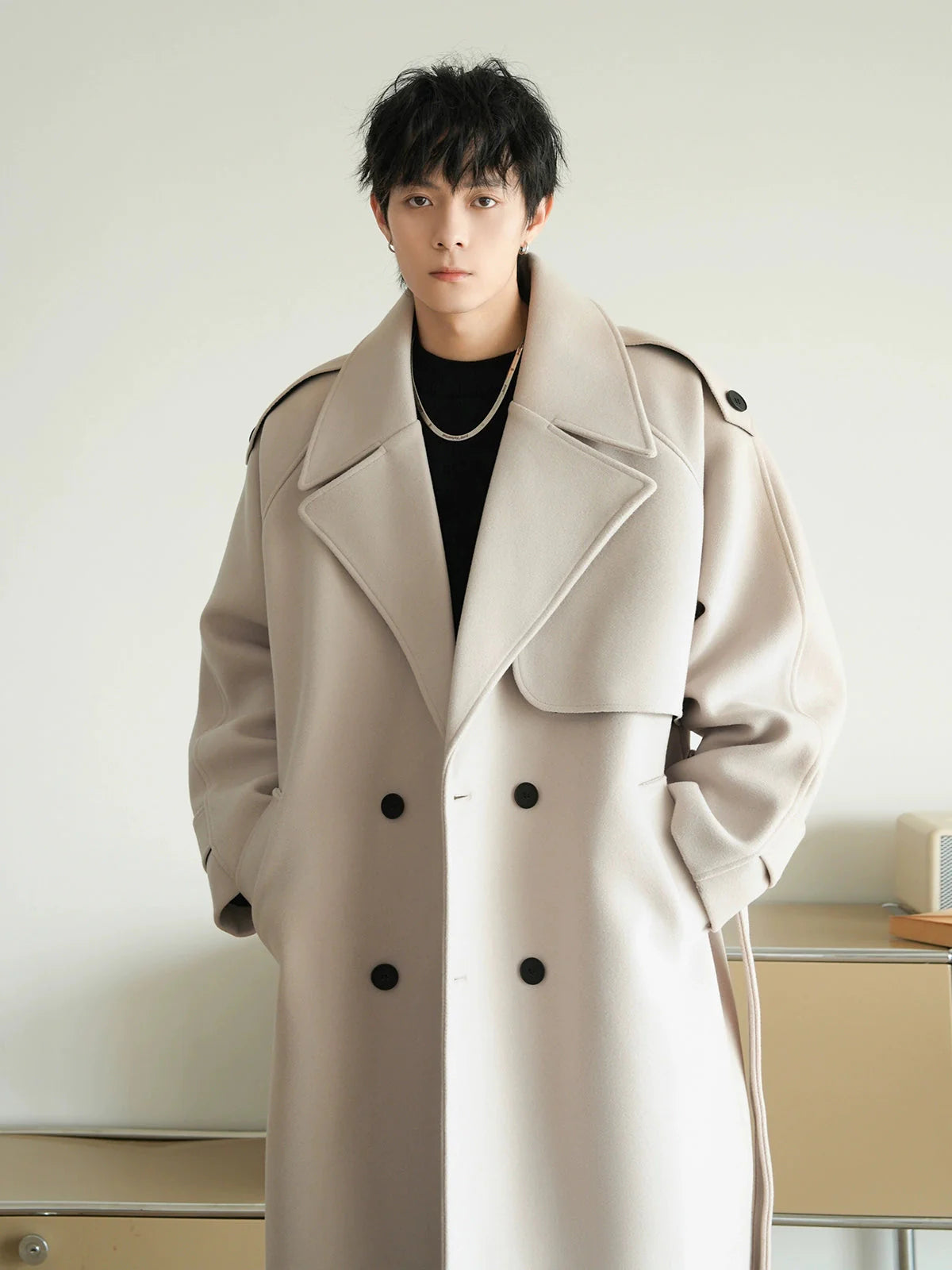 Loose Fit Mid-Length Woolen Coat