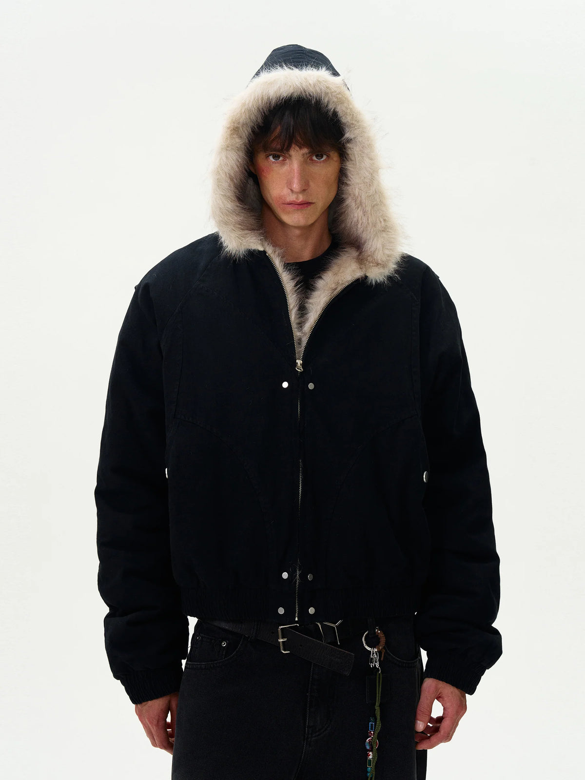 Faux Fur Hooded Insulated Casual Jacket