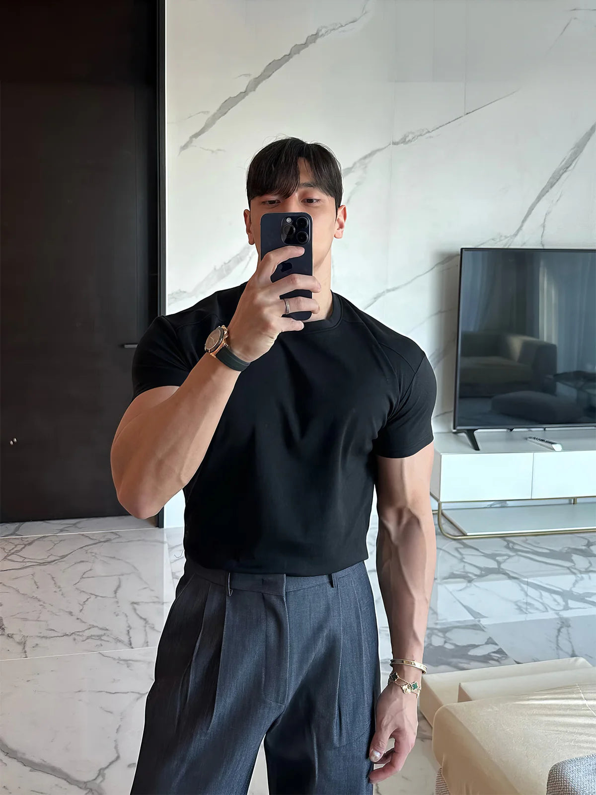 Round Neck Short Sleeve Fitness Shirt