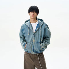 Hooded Denim Jacket with Pockets