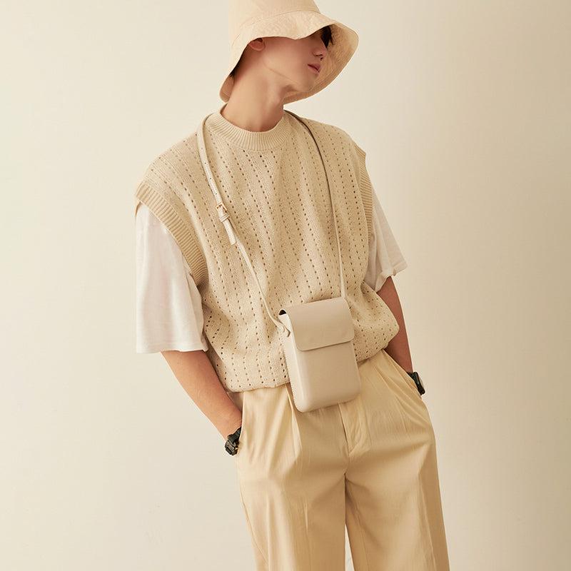 Oversized Khaki Knit Vest