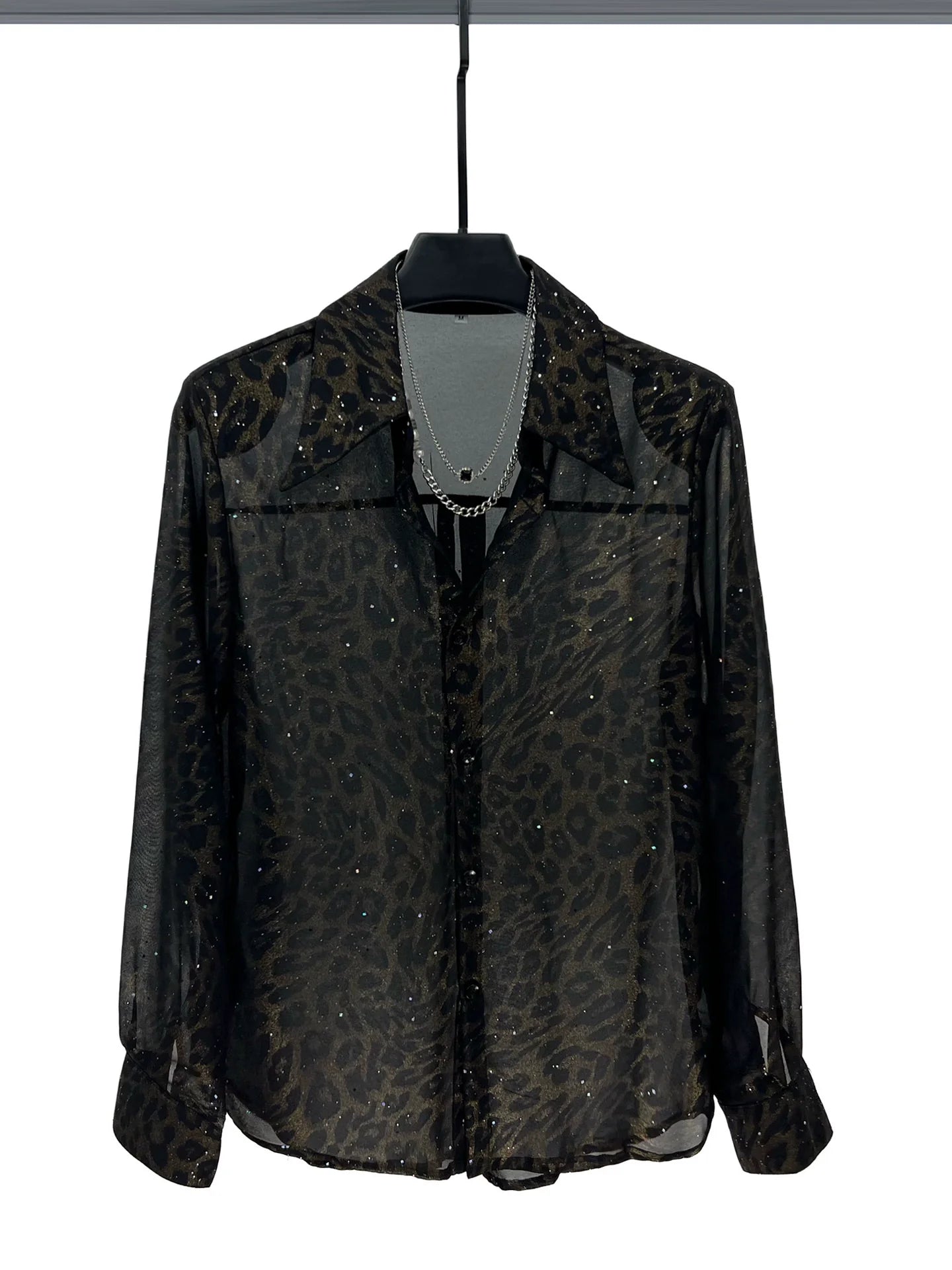 Leopard Print Mesh Quick-Drying Shirt