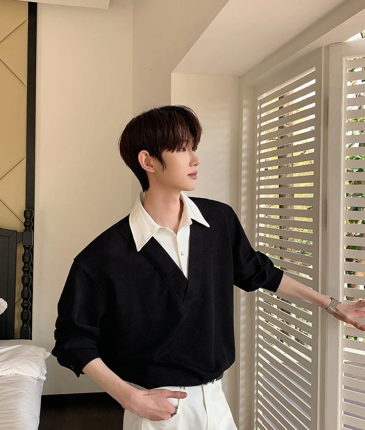 Fake Two-piece Long-sleeved Pullover