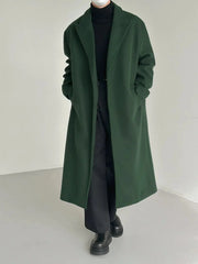 Green Woolen Over-the-knee Coat