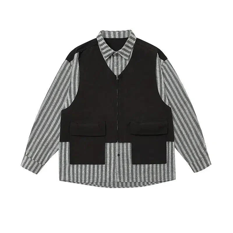 Two Piece Striped Patchwork Shirt