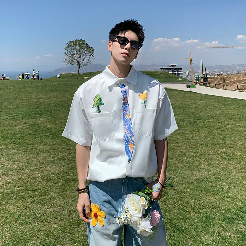 Hand-painted Graffiti Short-sleeve Shirt