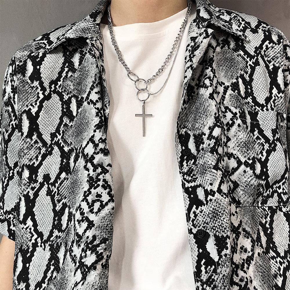 Multi-Layer Ring Cross Necklace