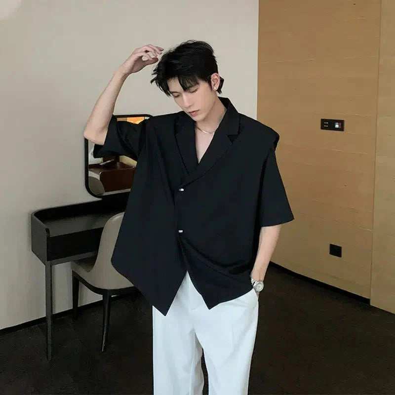 Asymmetrical Button-Up Minimalist Shirt