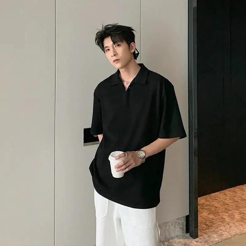 Oversized Polo Shirt with Casual Collar