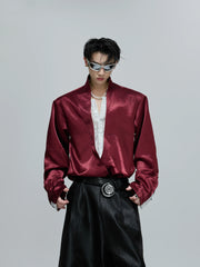 V-neck Satin Lace Loose Fit Shirt