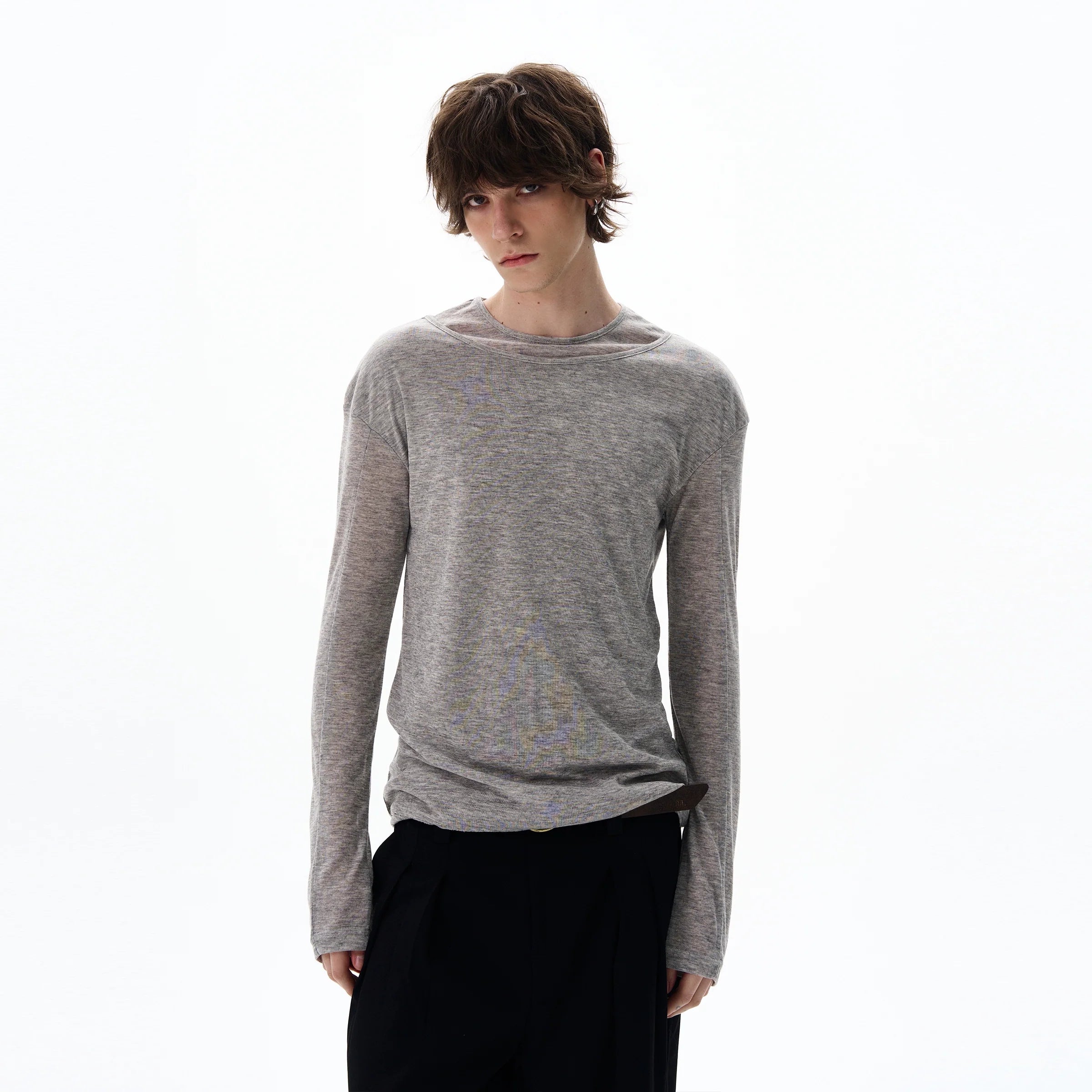 Double-Layer Collar Long-Sleeve Pullover