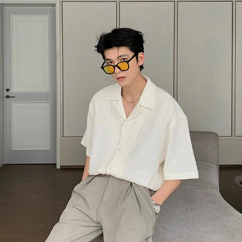 Cuban Collar Short Sleeve Shirt