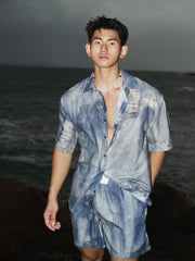 Retro Denim Print Beach