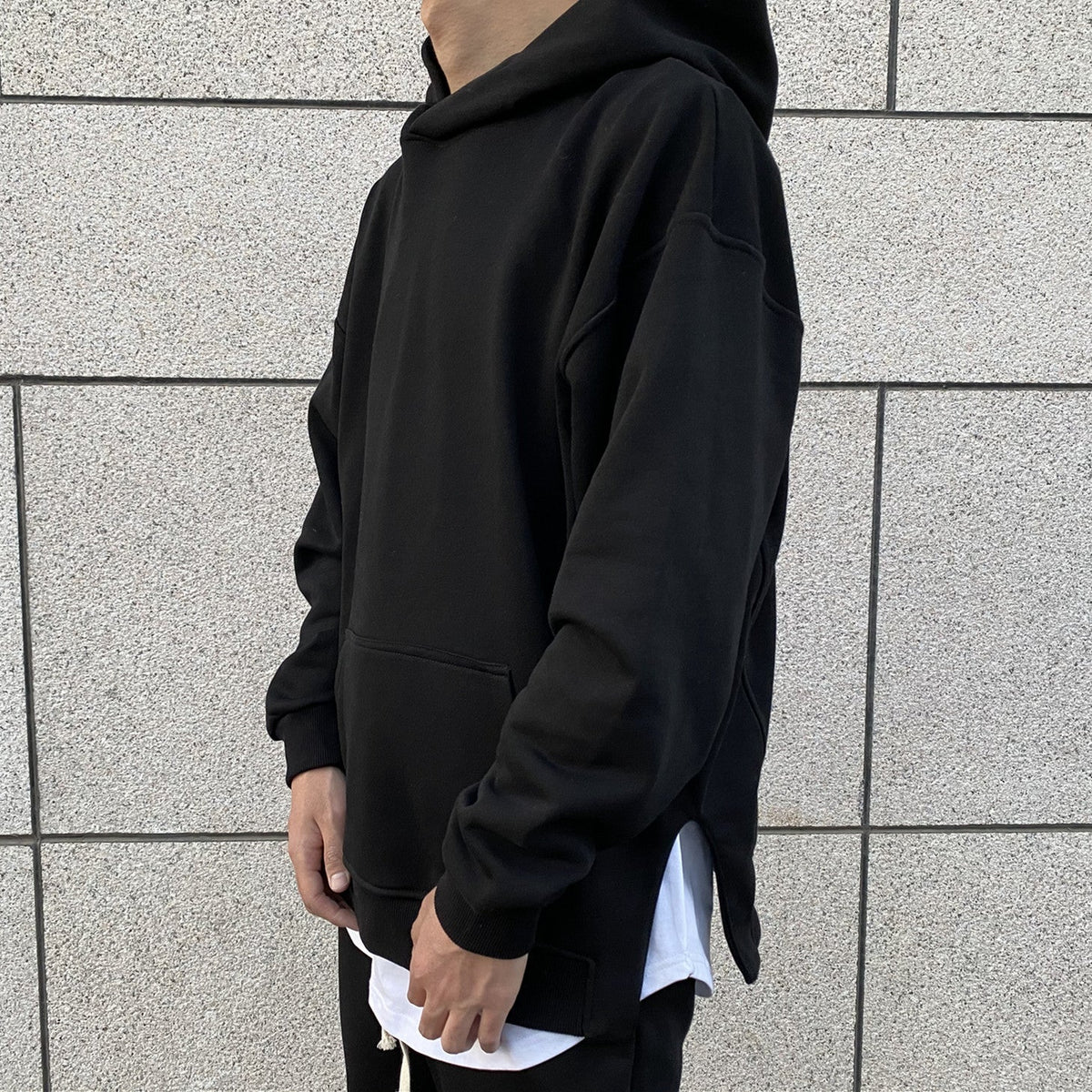 Oversize Side Slit Hooded Sweater