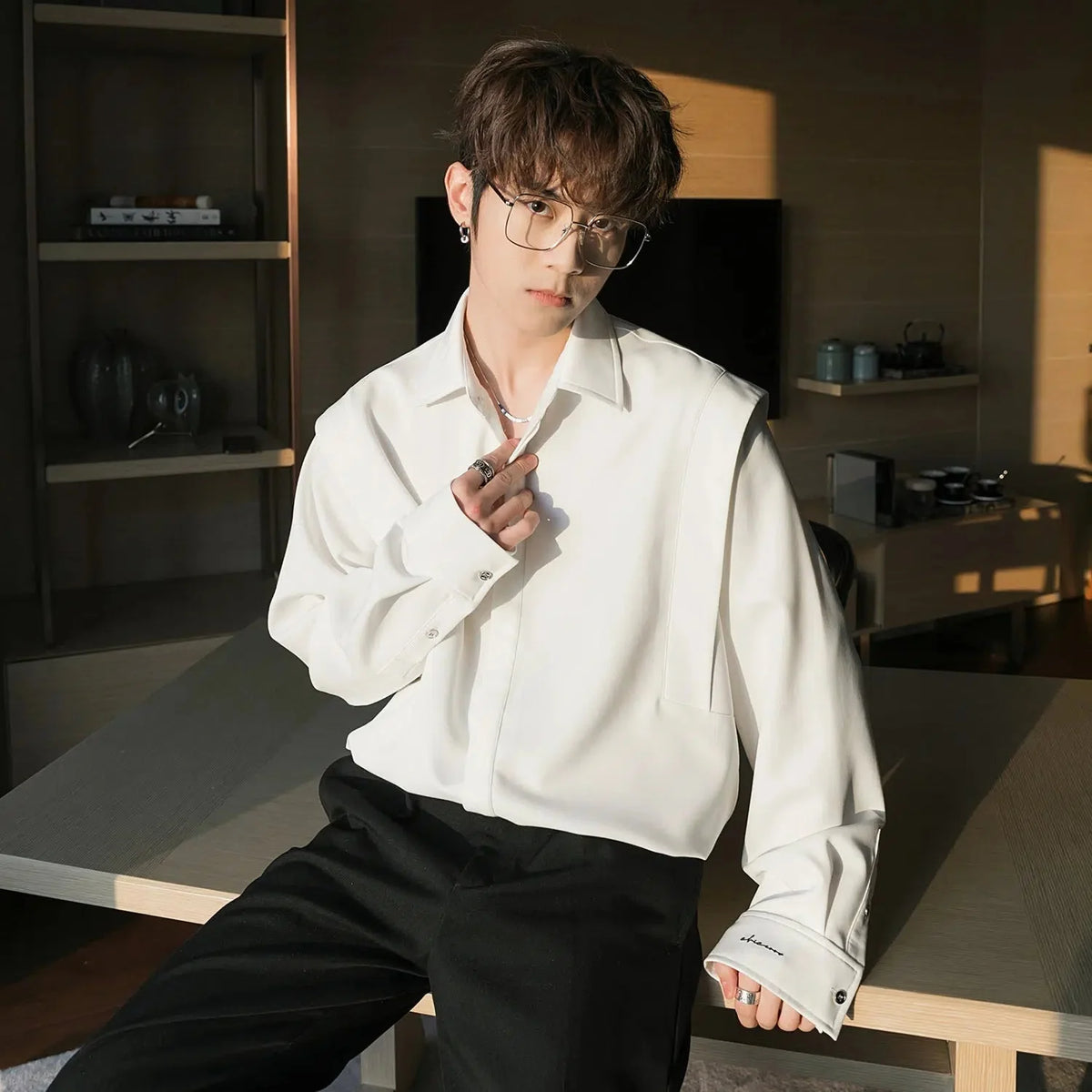 Two-piece Basic Long Sleeves Shirt
