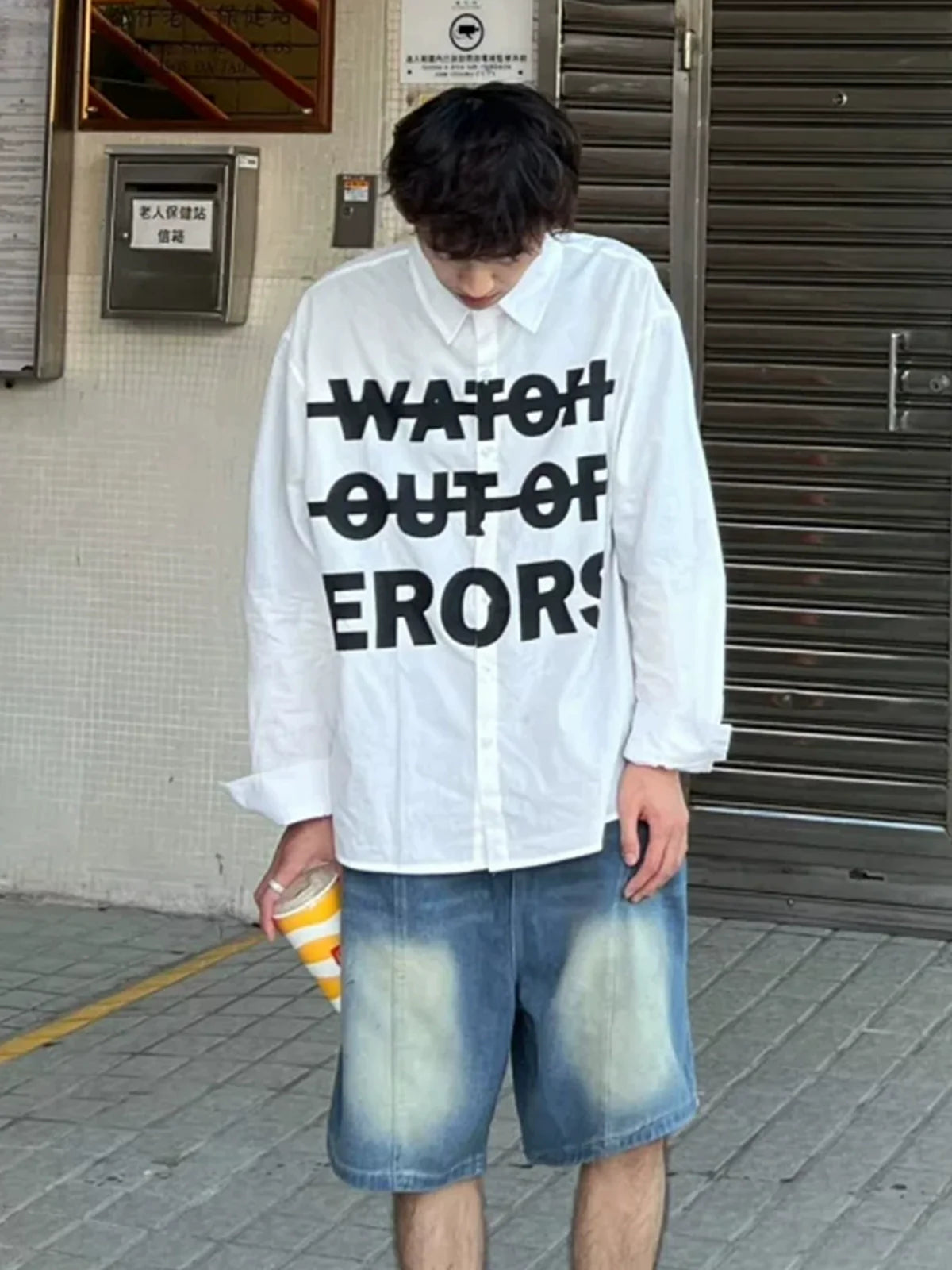 Letter Print Long Sleeve Casual Shirt