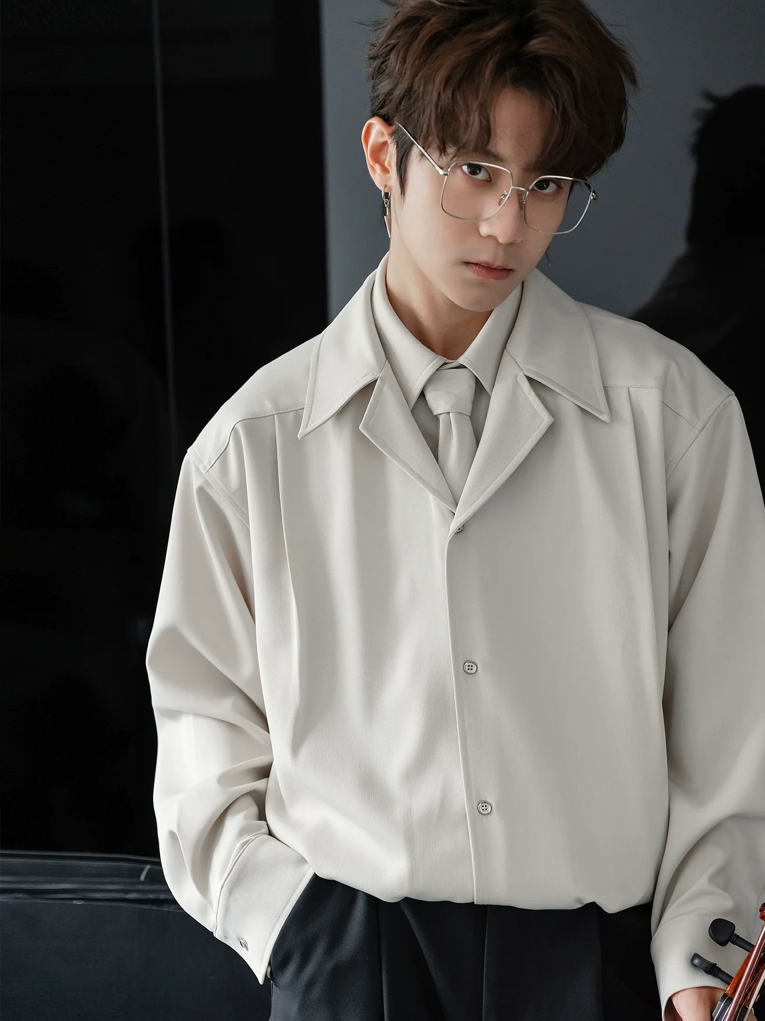 Two-Piece Long-Sleeve Tie Shirt
