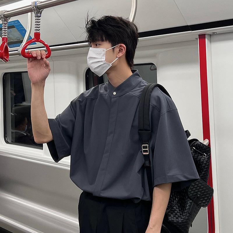 Half-neck Button-down Shirt