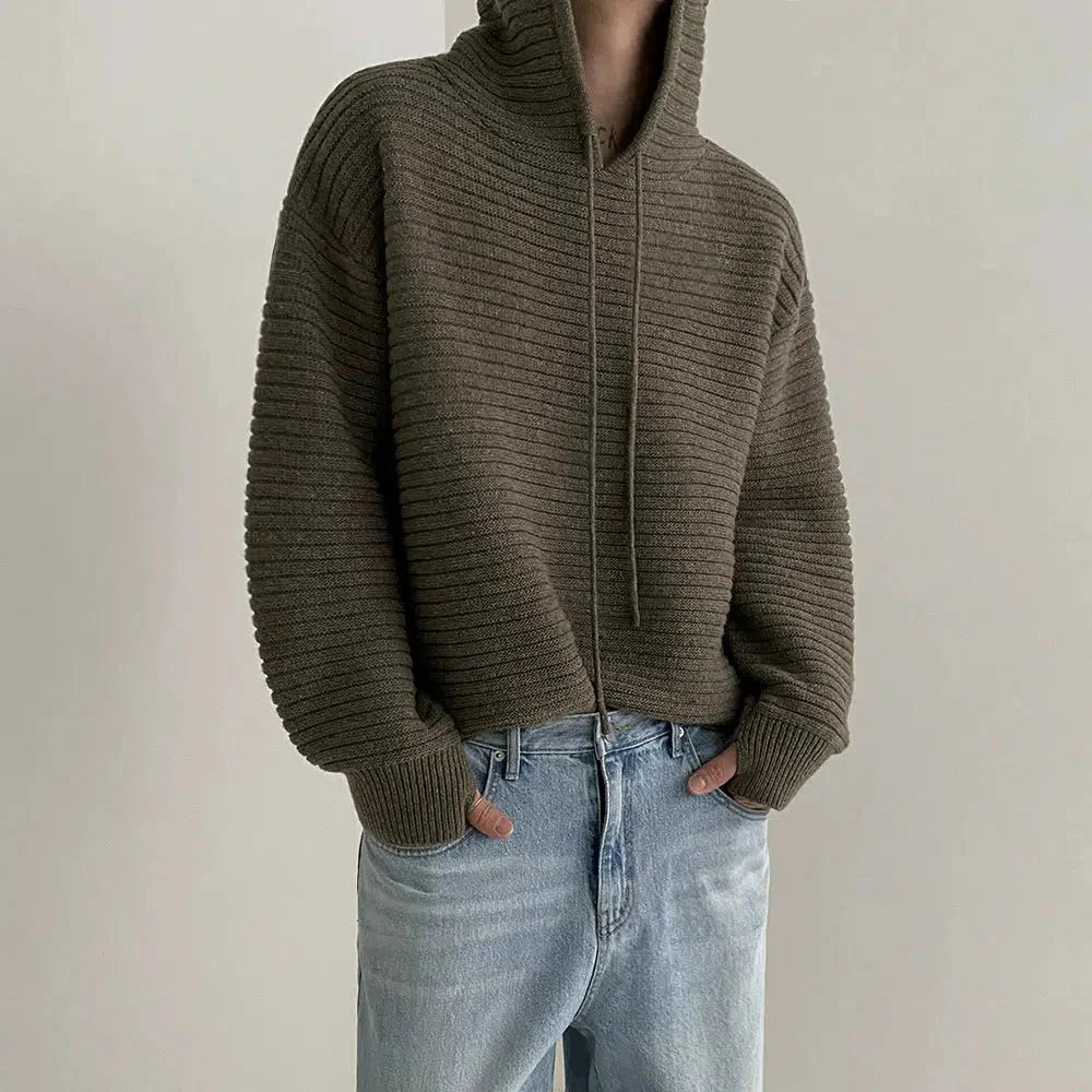 Hooded Thickened Knitted Sweatshirt