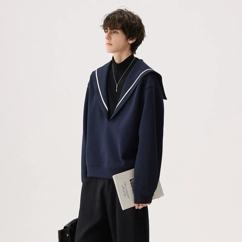 Sailor Collar High-Neck Sweatshirt