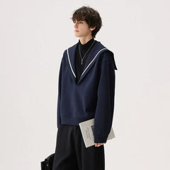 Sailor Collar High-Neck Sweatshirt
