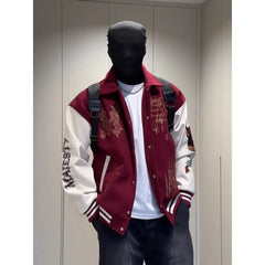 Embroidered Patchwork Varsity Baseball Jacket