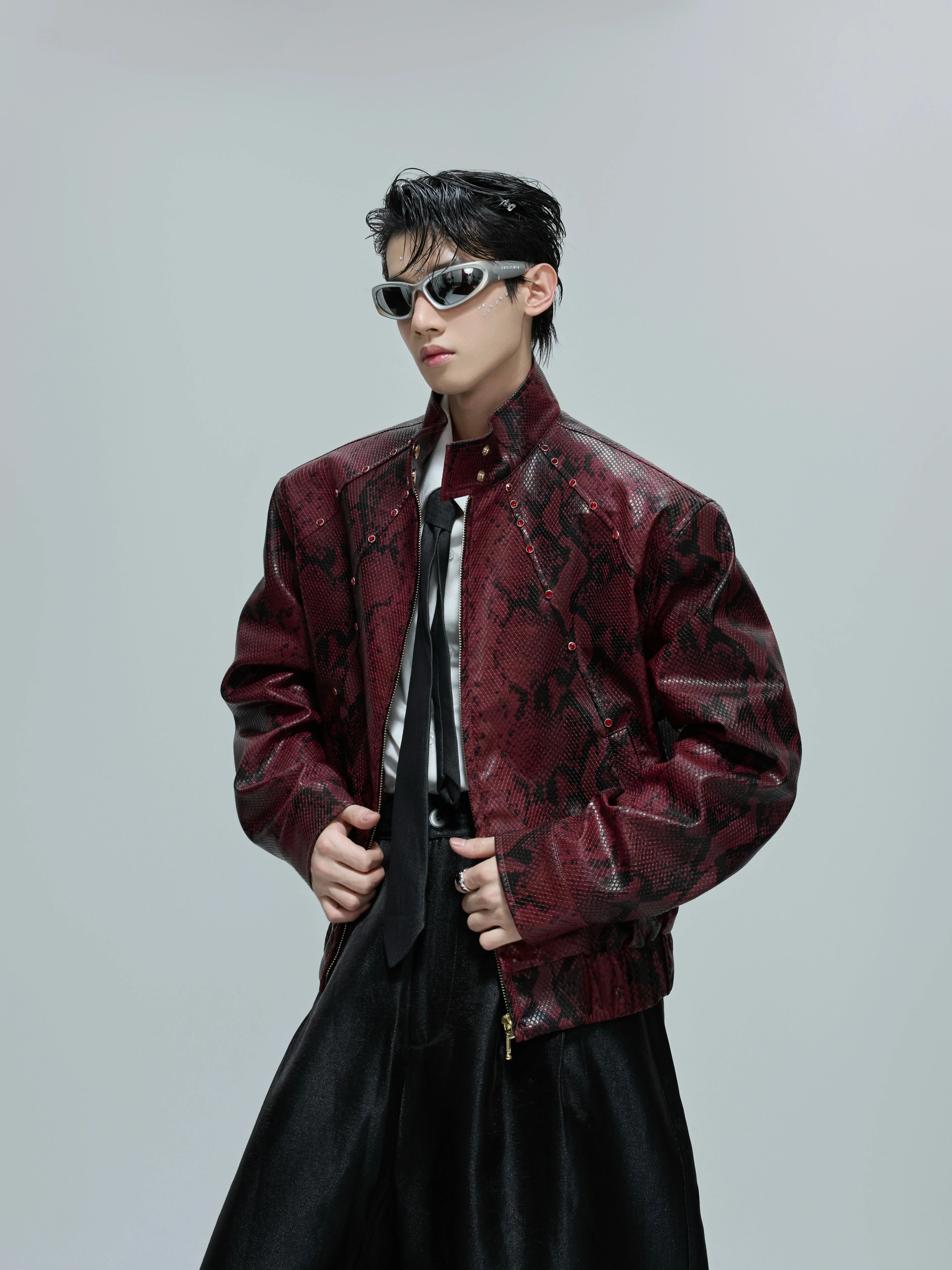 Python Texture Leather Jacket