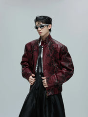 Python Texture Leather Jacket