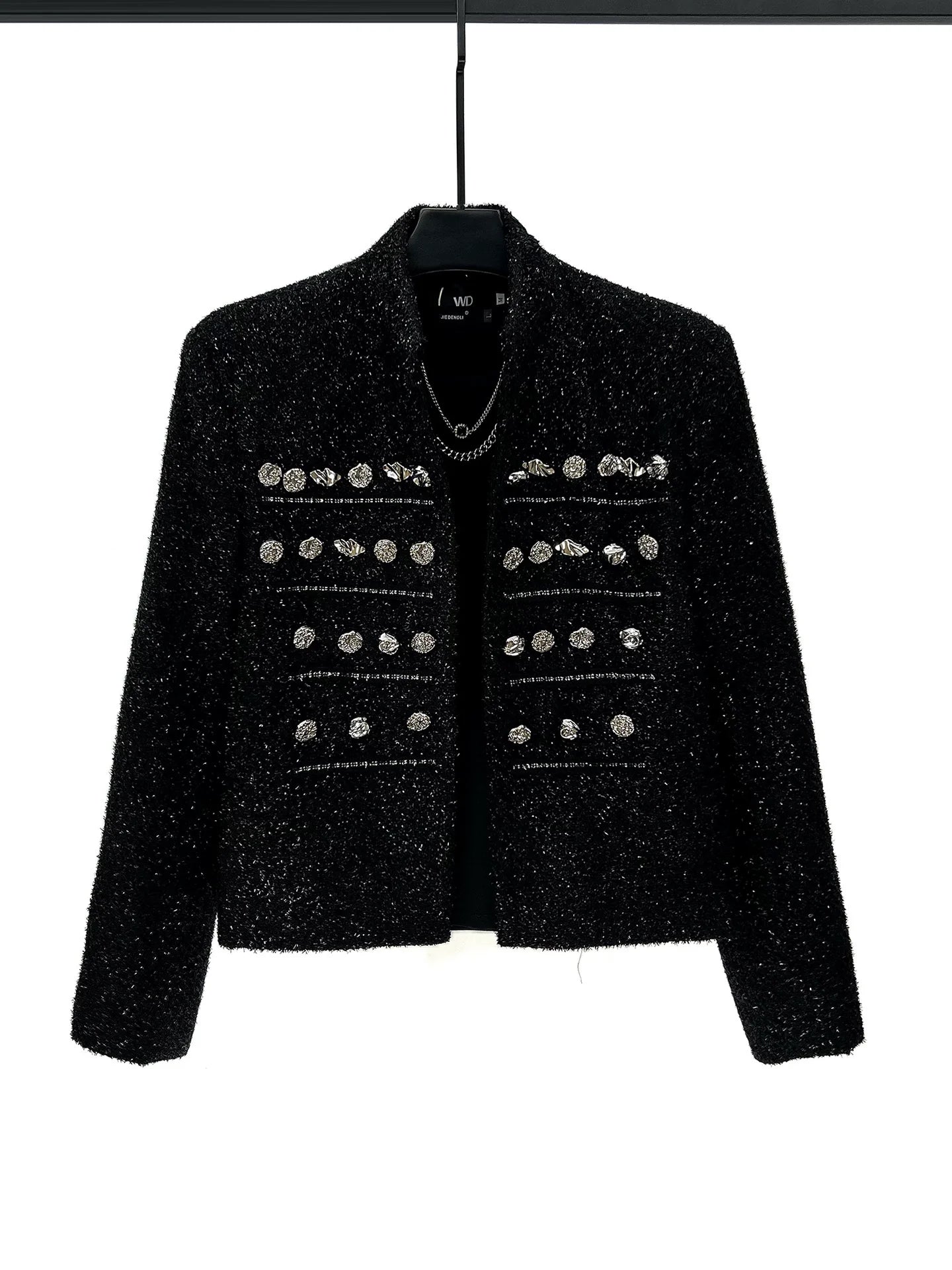 Shiny Metal Embellished Short Jacket