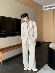 Double-Breasted Suit and Wide-Leg Pants