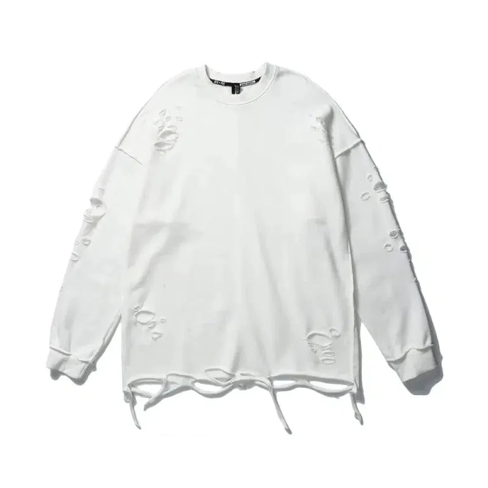 Oversized Cut Holes Round Neck Bottoming Shirt