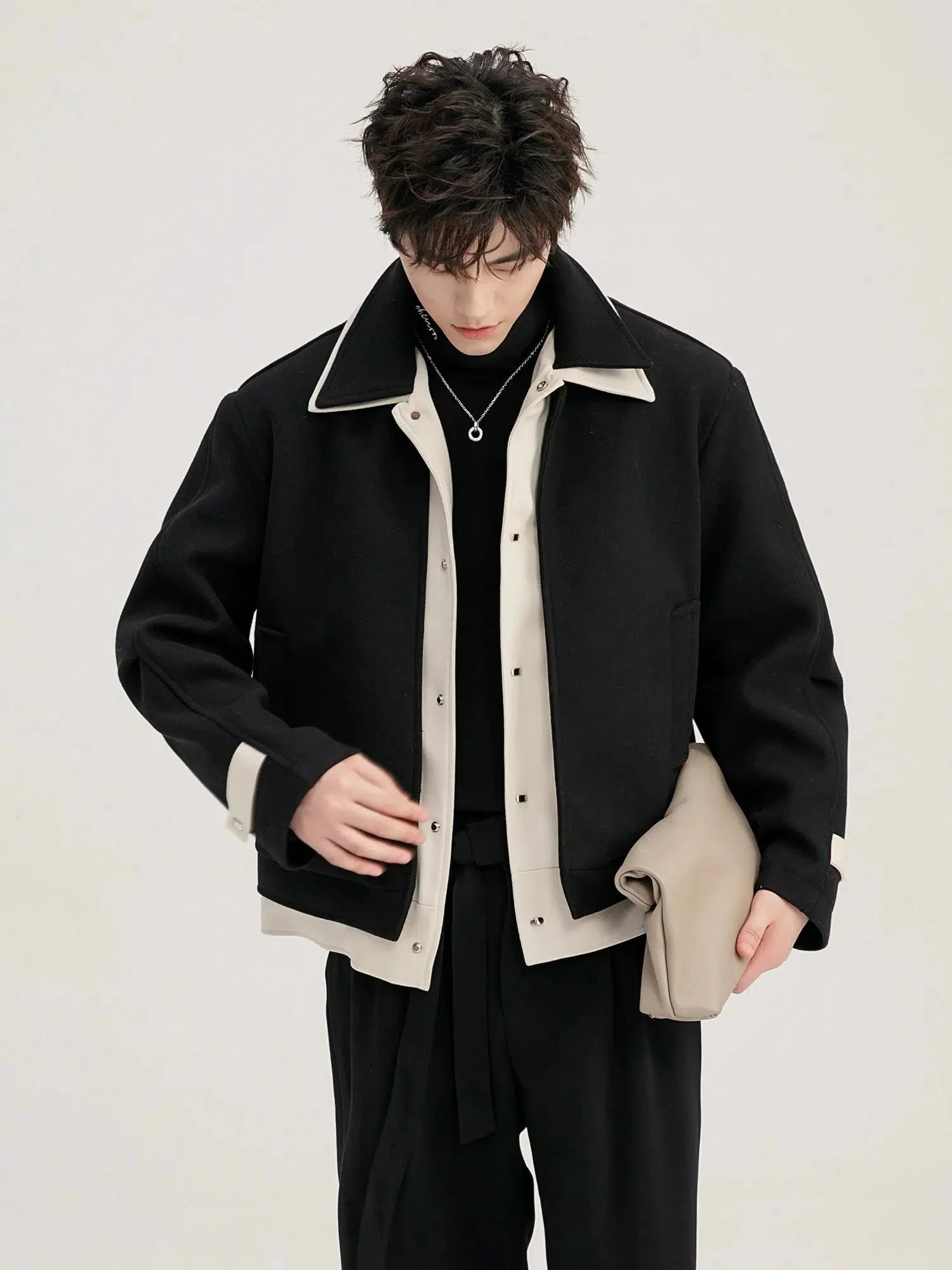 Contrast Color Wool Two-piece Jacket