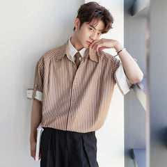 Striped Short-Sleeve Shirt ( No Tie )