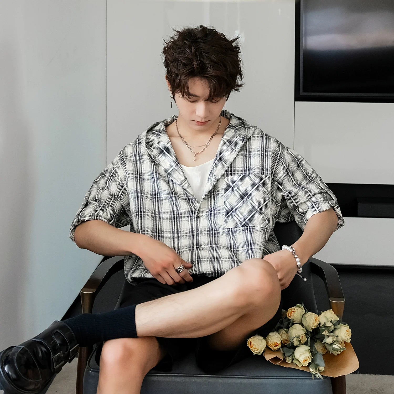 Plaid Short-Sleeve Casual Shirt