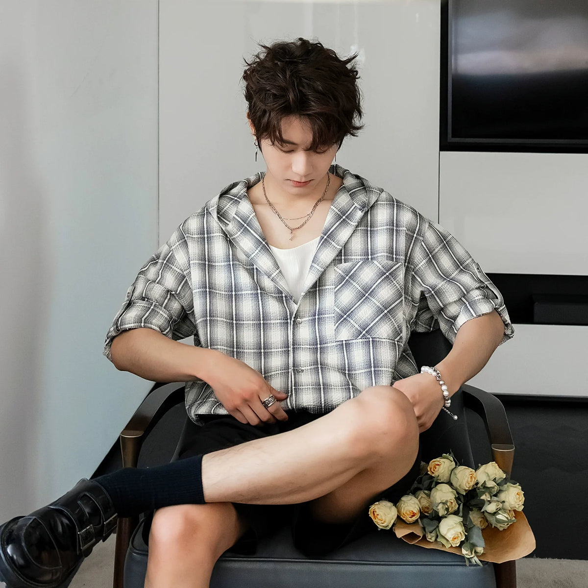 Plaid Short-Sleeve Casual Shirt