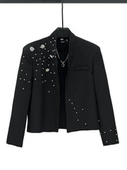 Beaded Diamond Embellished Loose Suit Jacket