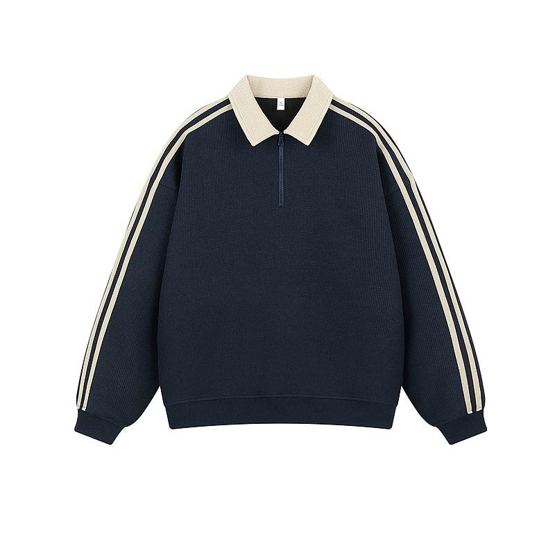 Half-Zip Three-Stripe Polo Sweatshirt