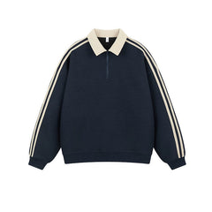 Half-Zip Three-Stripe Polo Sweatshirt