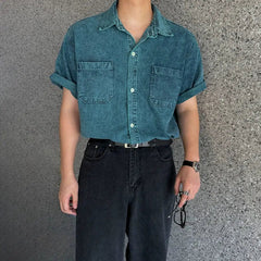 Blue Short Sleeve Denim Shirt