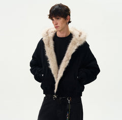 Faux Fur Hooded Insulated Casual Jacket