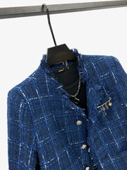 Plaid Tweed Raw Edge Jacket