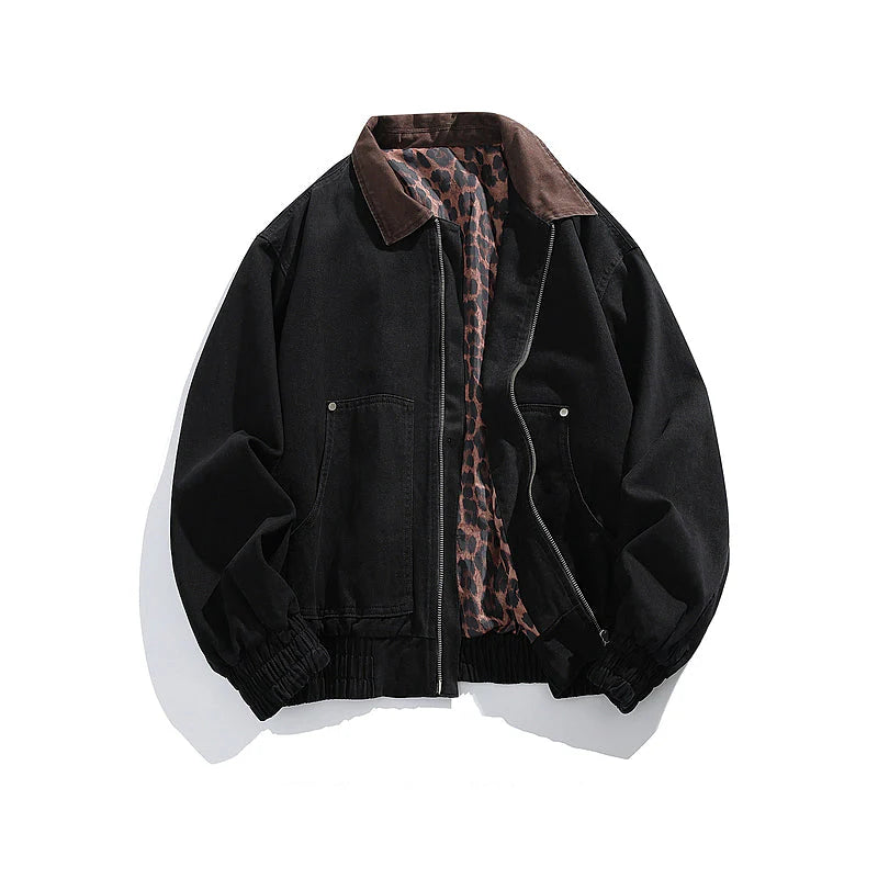 Contrast Lapel Loose Jacket