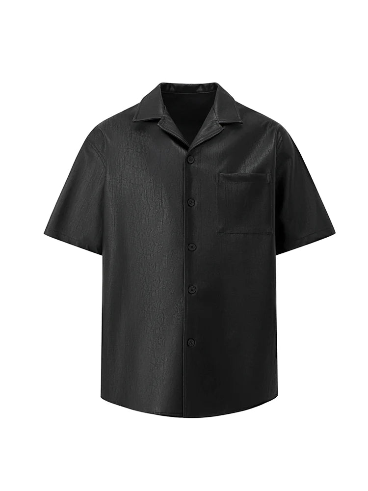 Casual Short-Sleeved Leather Shirt