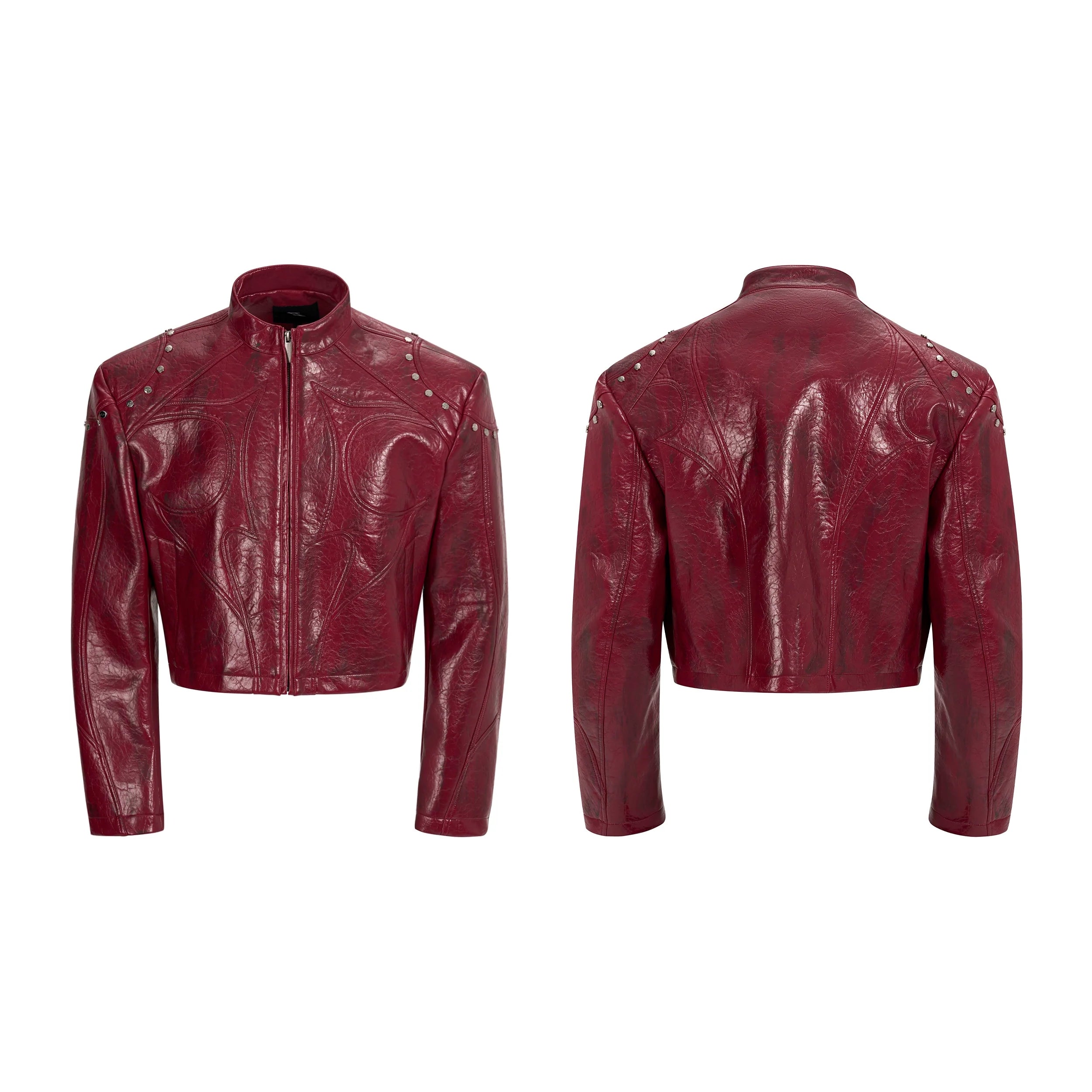 Stand Collar Leather Motorcycle Jacket